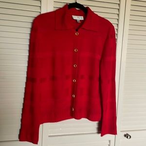 St. John Collection bright Red Cardigan Sweater - Size: Medium